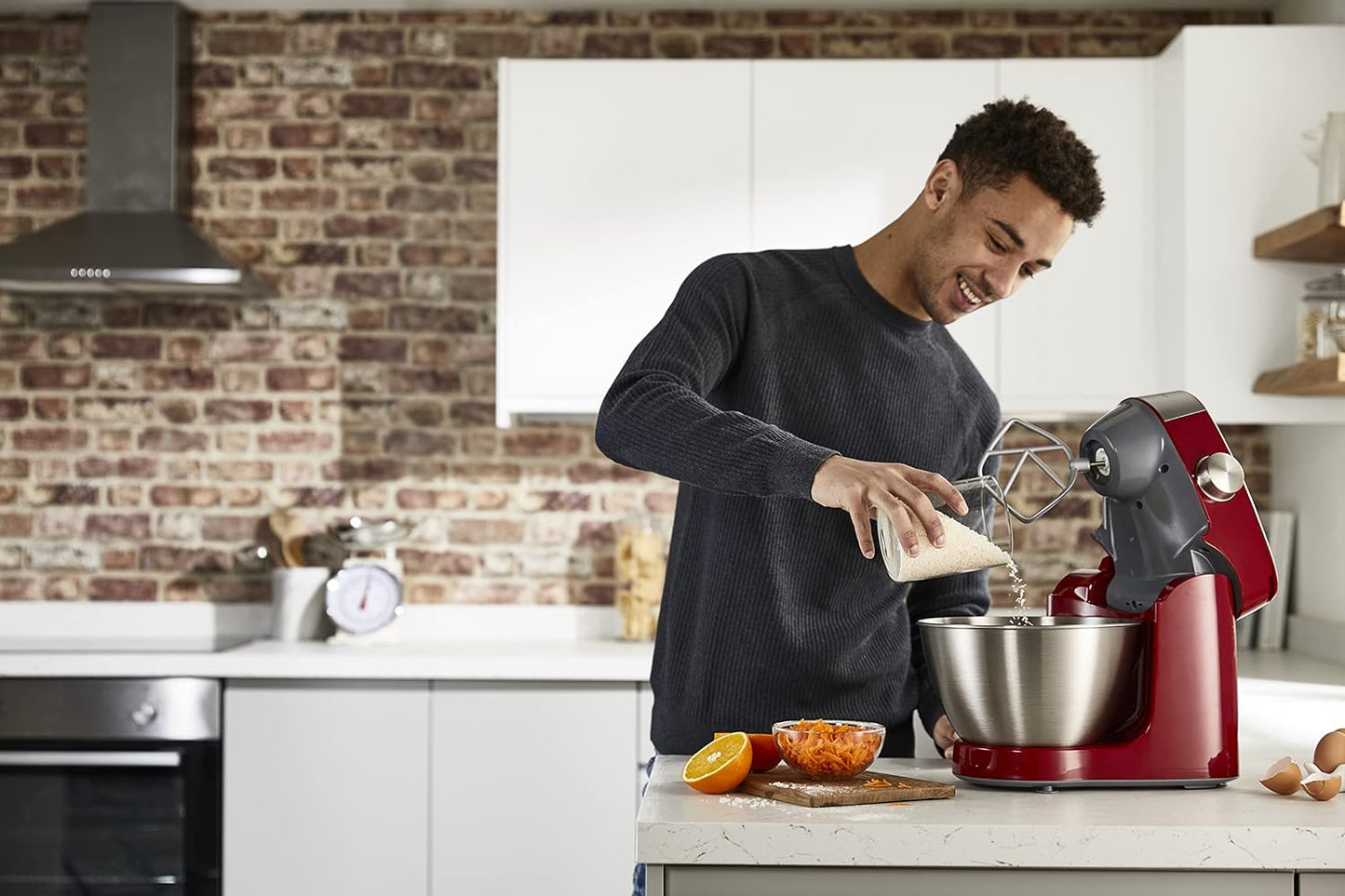KENWOOD Stand Mixer Kitchen Machine PROSPERO 900W with 4.3L Stainless Steel Bowl, K-Beater, Whisk, Dough Hook, Glass Blender, Meat Grinder, Food Processor, Juicer, Citrus Juicer KM241002 Red