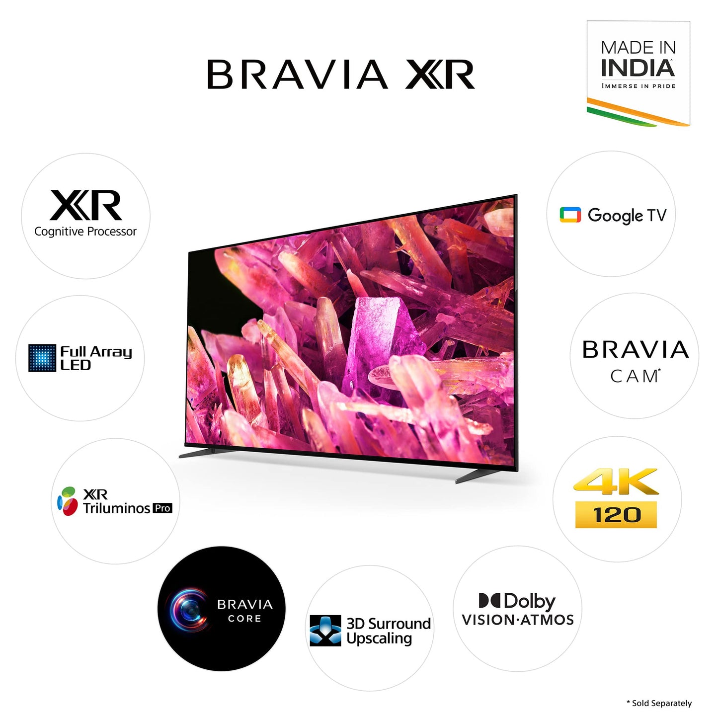 Sony Bravia 189 cm (75 inches) XR series 4K Ultra HD Smart Full Array LED Google TV XR-75X90K (Black)