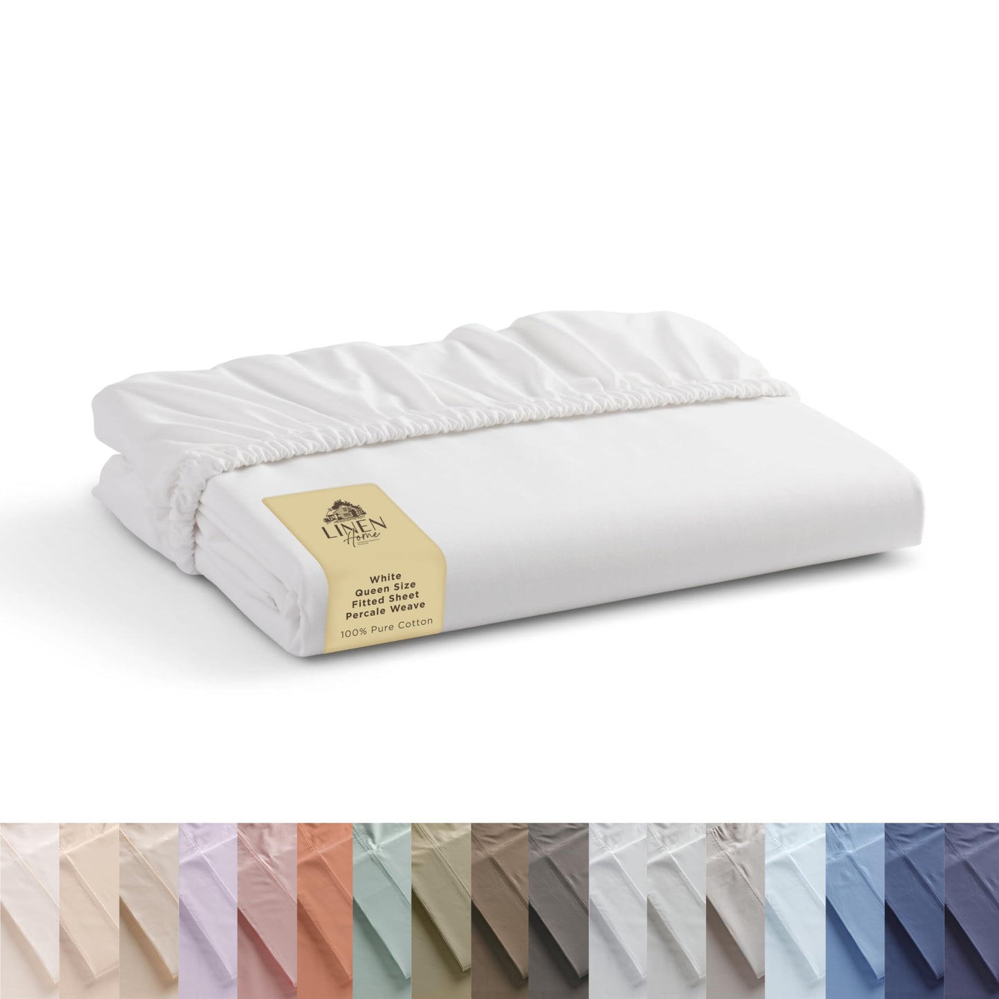 Linen Home 100% Cotton Percale Weave Fitted Sheet, Full Size, Charcoal, 1 Deep Pocket Fitted Sheet, Fits Mattress Upto 16" Crisp and Cool Strong Bed Linen, 54"X75"+15"