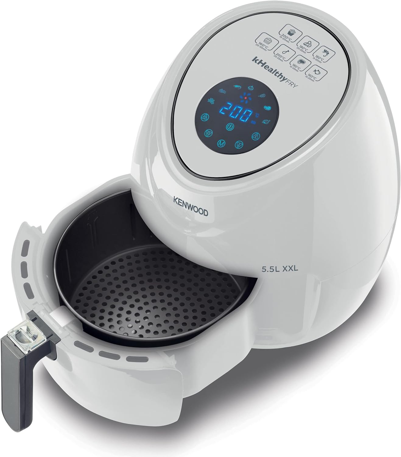 Kenwood Digital Air Fryer XXL 5.5L 2.4KG 1800W with Rapid Hot Air Circulation for Frying, Grilling, Broiling, Roasting, Baking and Toasting HFP50.000WH, White