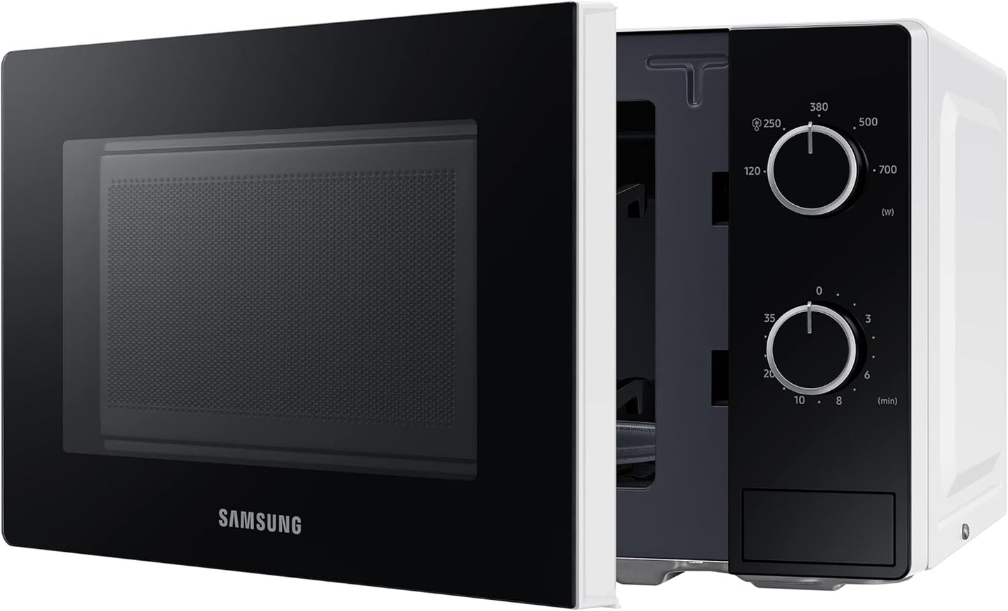 Samsung Solo Microwave Oven with Full Glass Door, 20L, White, Dual Dial, MS20A3010AH/SG, 1 Year Warranty