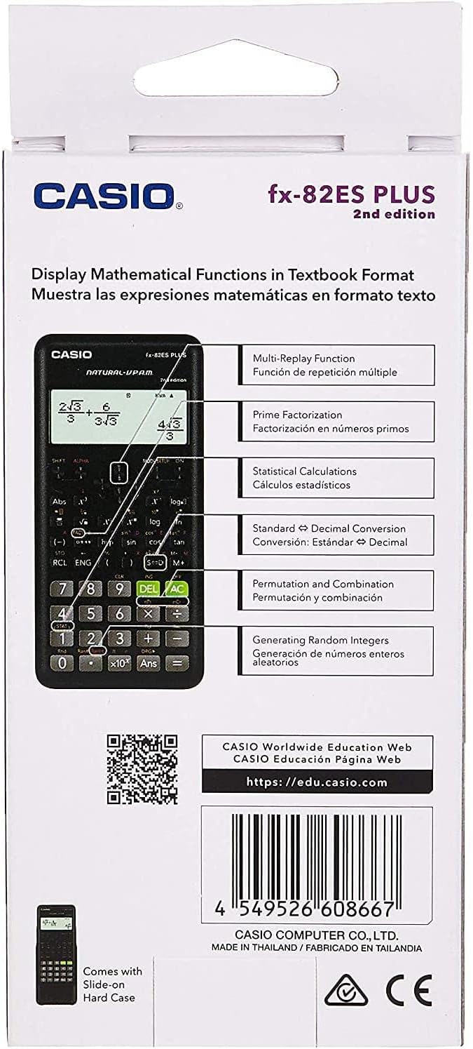 Casio FX82ES Plus Black Display Scientific Calculator with 252 Functions