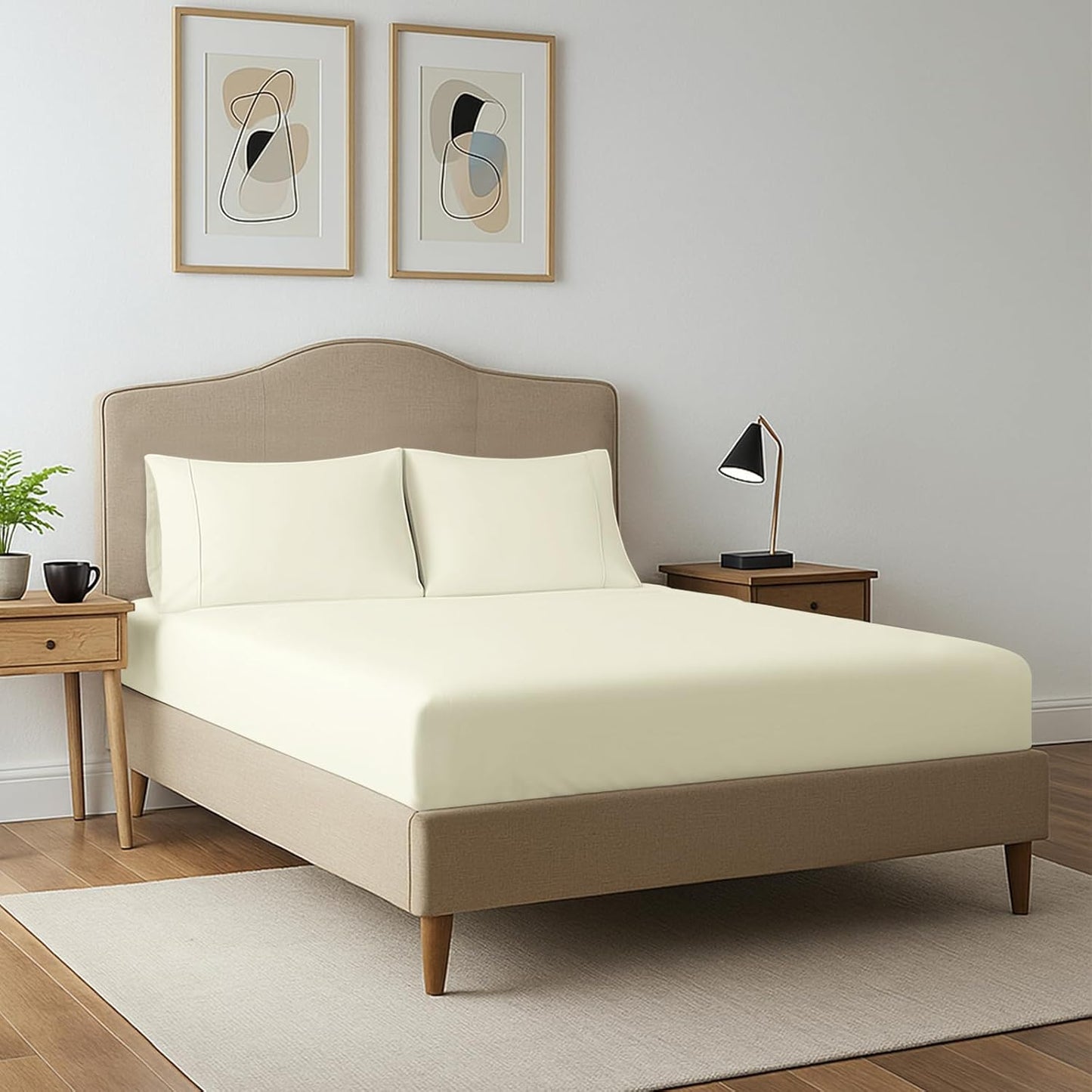100% Cotton Twin Fitted Sheet White, Luxurious 400 Thread Count Long Staple Cotton Sateen 15" Deep Pocket Twin Sheets (Combed Cotton Fitted Sheet)