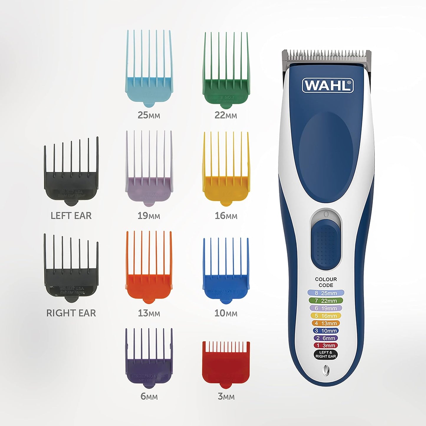 Wahl Colour Pro Cordless Clipper Kit, Soft Hairbrush Neck Duster, 12 Colour Coded Guide Combs, Hair Clippers for Men, Head Shaver, Men's Hair Clippers, Easy Home Haircutting, Family Haircuts