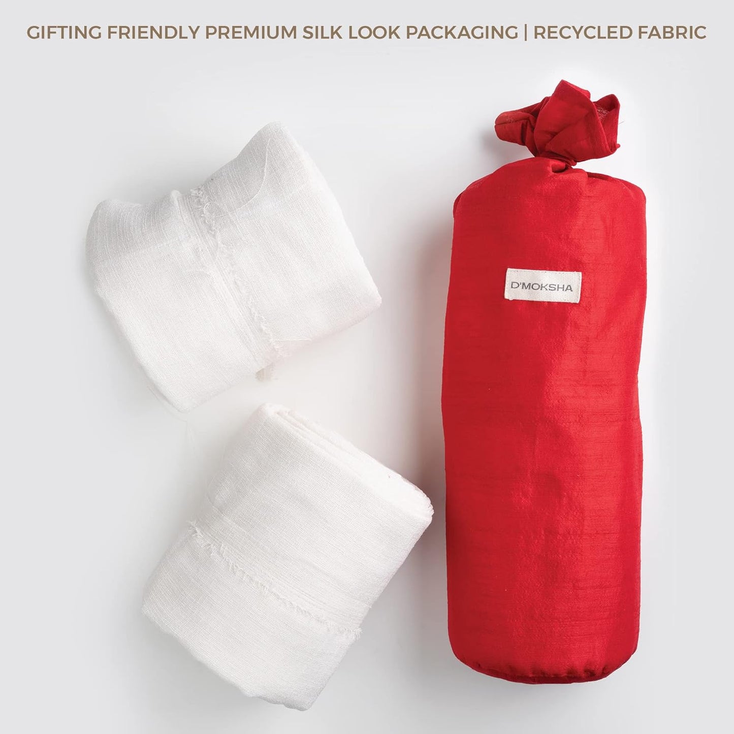 D'Moksha Homes White and Grey Faux Linen Curtains 63 Inches Long - 52 x 63 Inch 2 Panels Light Filtering Rod Pocket Sheer Curtains - Recycled Fabric Faux Jute - Window Treatment for Living Room