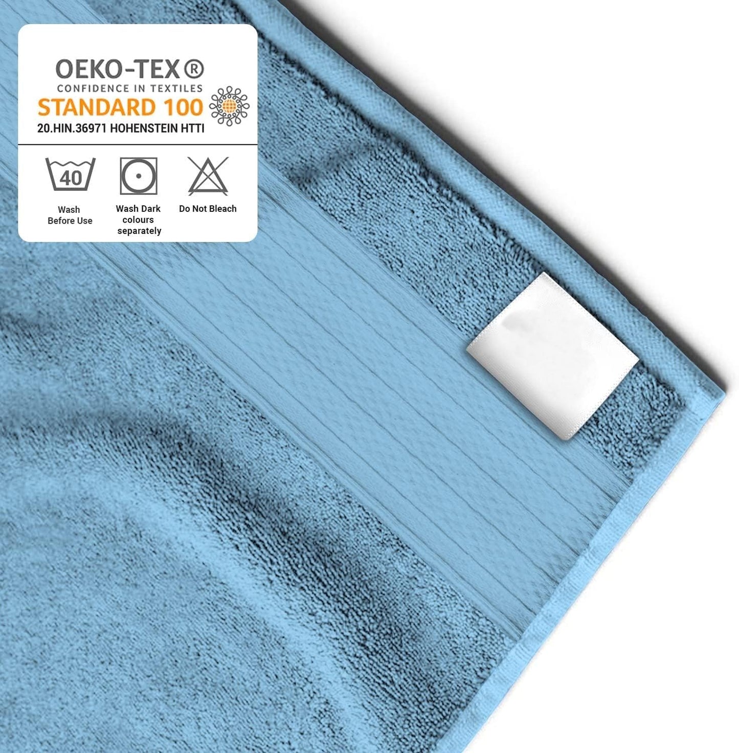 Lavish Touch 4 Piece Premium Bath Towels Set, (27 x 54 Inches) | Highly Absorbent Soft Bath Towels with Hanging Loop - Light Blue