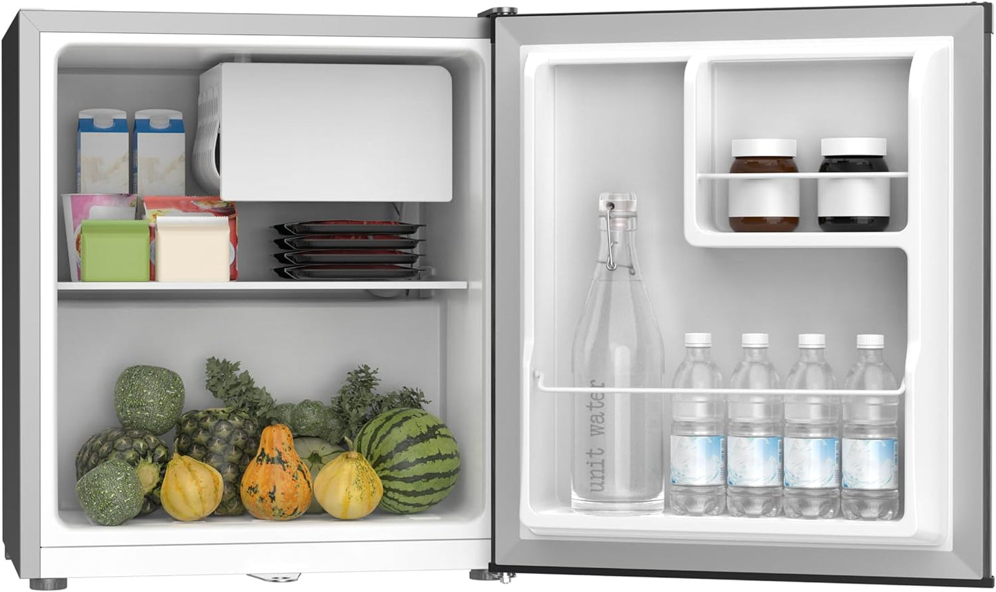 KROME 60L Gross, Single Door Compact Refrigerator, Energy Class A+, Reversible Door, Mini Fridge Suitable for Kitchen, Bedroom Office & Minibar, INOX Color, 5 Year Compressor Warranty- KR-RDC60H
