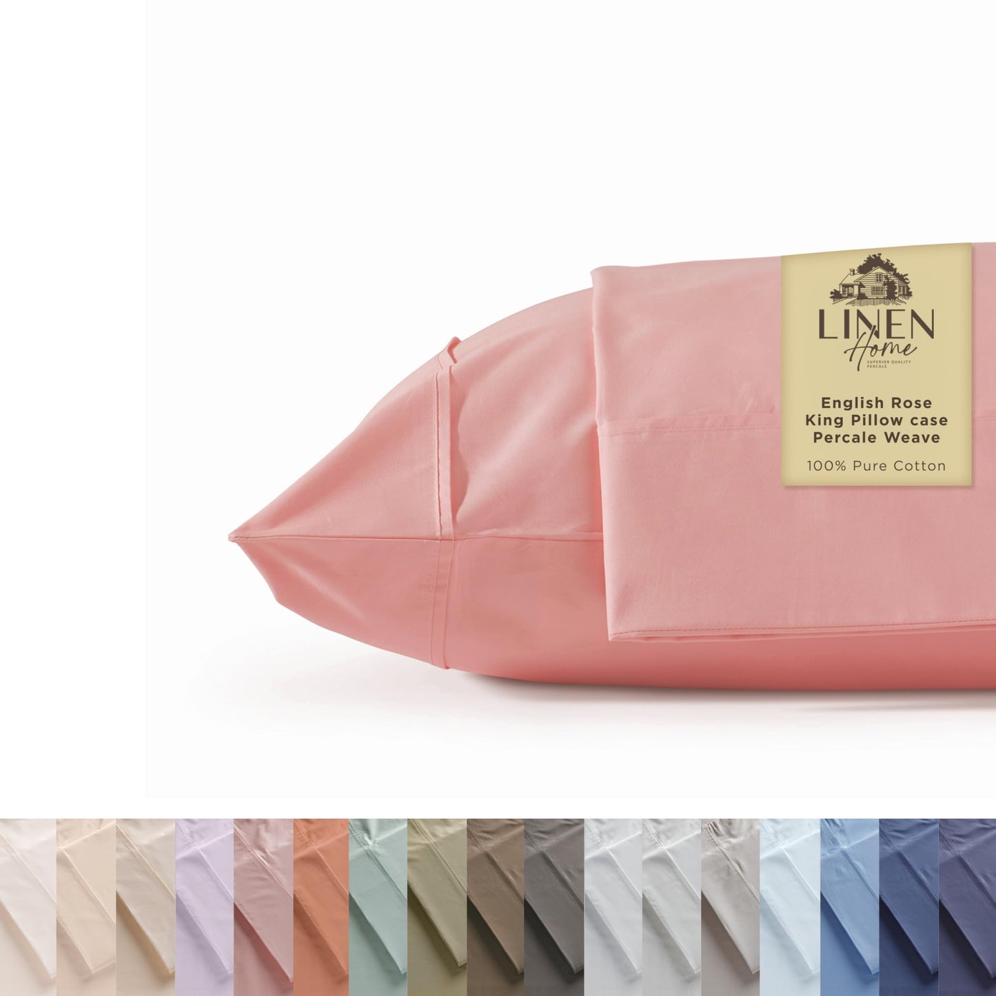 Linen Home 600 Thread Count King Pillowcase Set | 100% Long-Staple Cotton Pillow Cases | Soft & Smooth Luxury Satin Set of 2 Pillowcases | 4 Inch Z Hem | Baby Blue