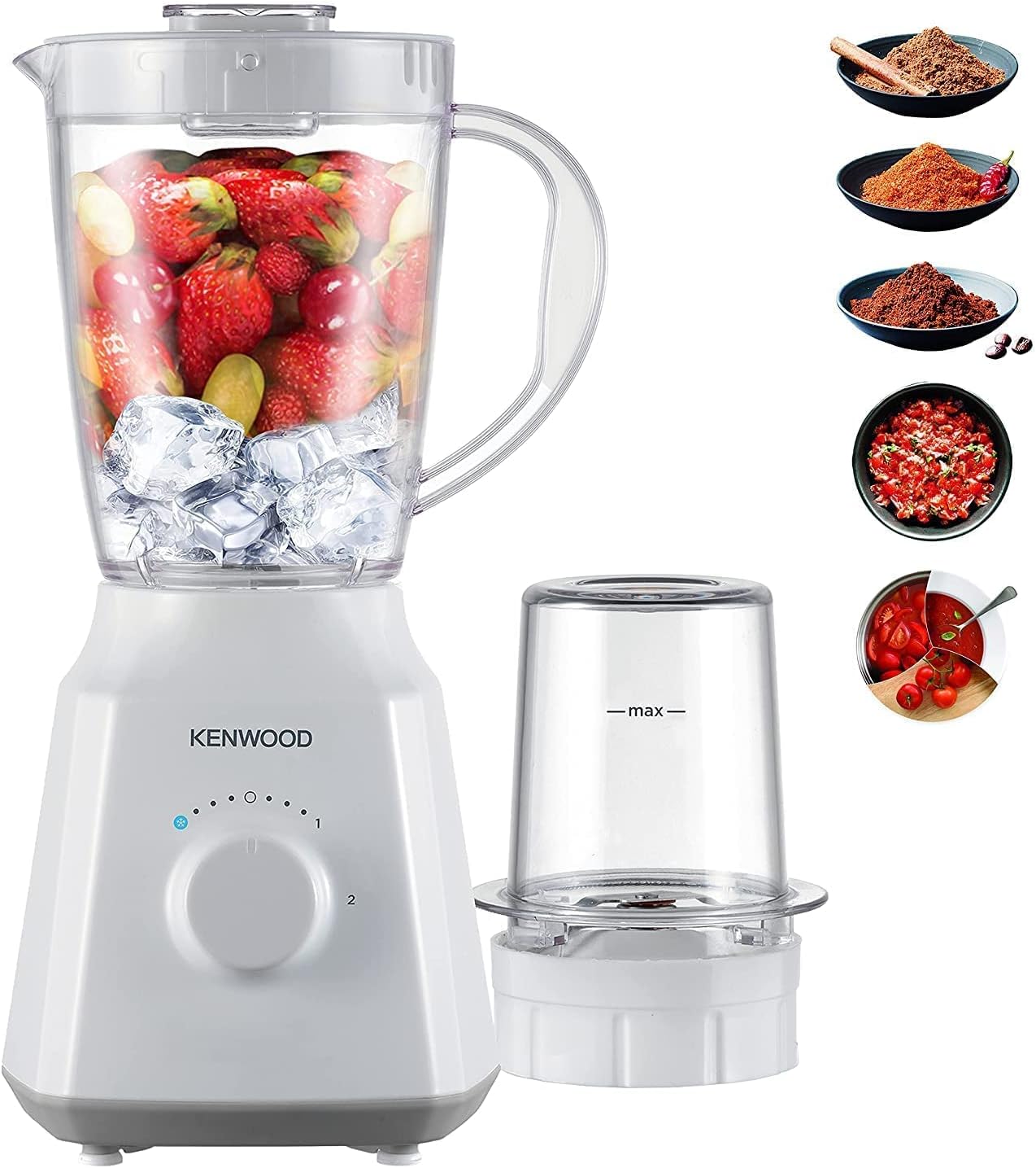 Kenwood Blender Smoothie Maker 400W 1.5L With Grinder Mill, Chopper Ice CrUSh Function Blp10.C0Wh White