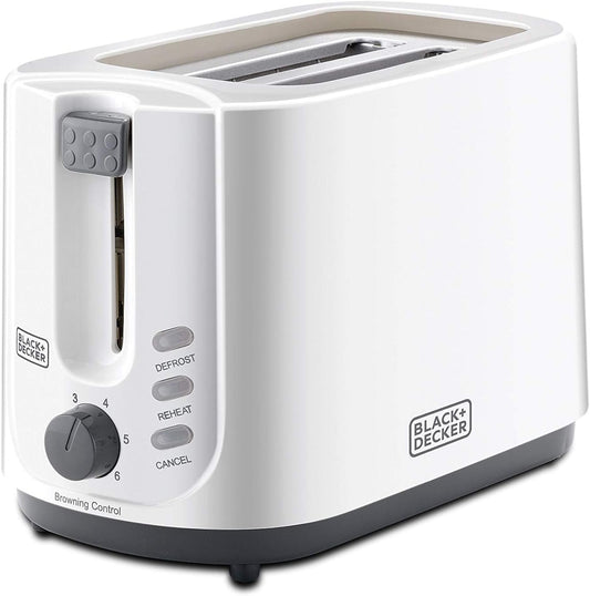 BLACK+DECKER 750W 2 Slice Cool Touch Bread Toaster, White - ET125-B5,