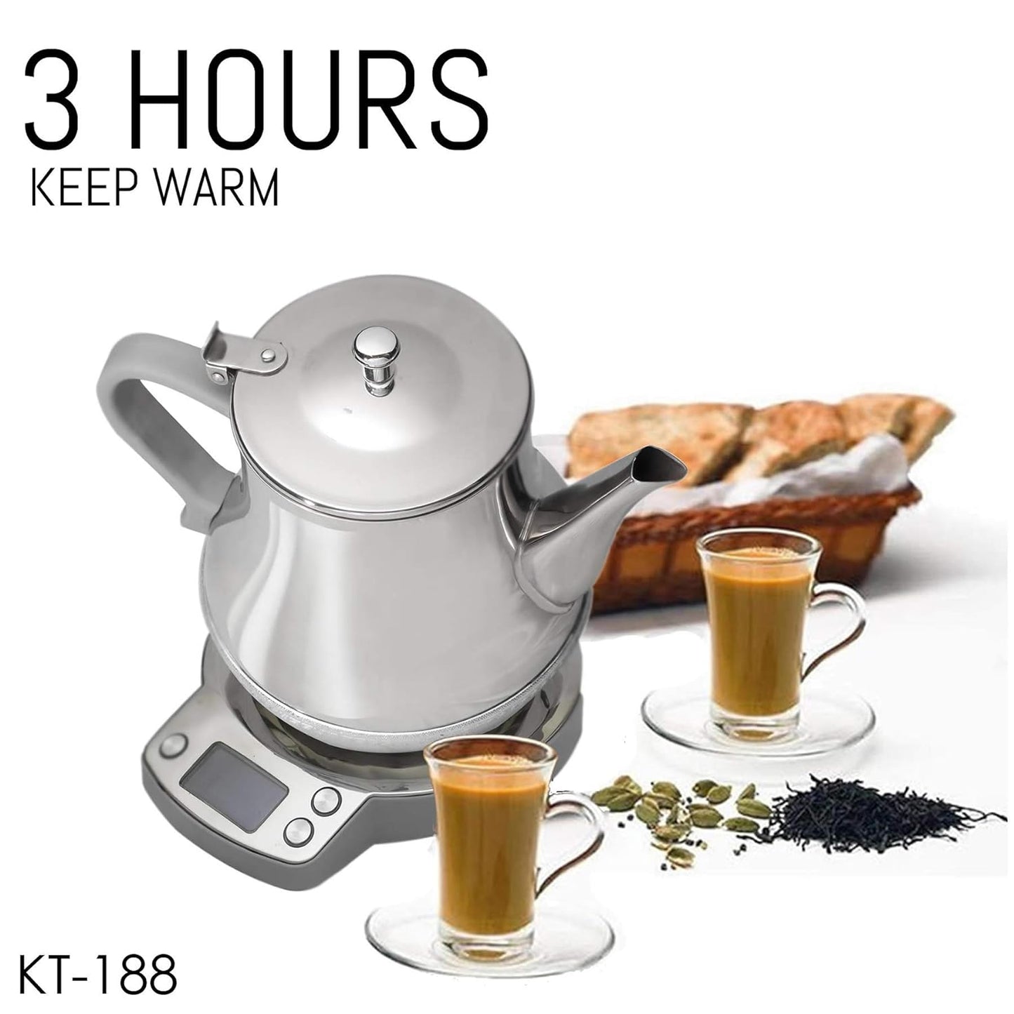 Crownline Karak Tea Maker Kt-188 Silver"Min 1 year manufacturer warranty"