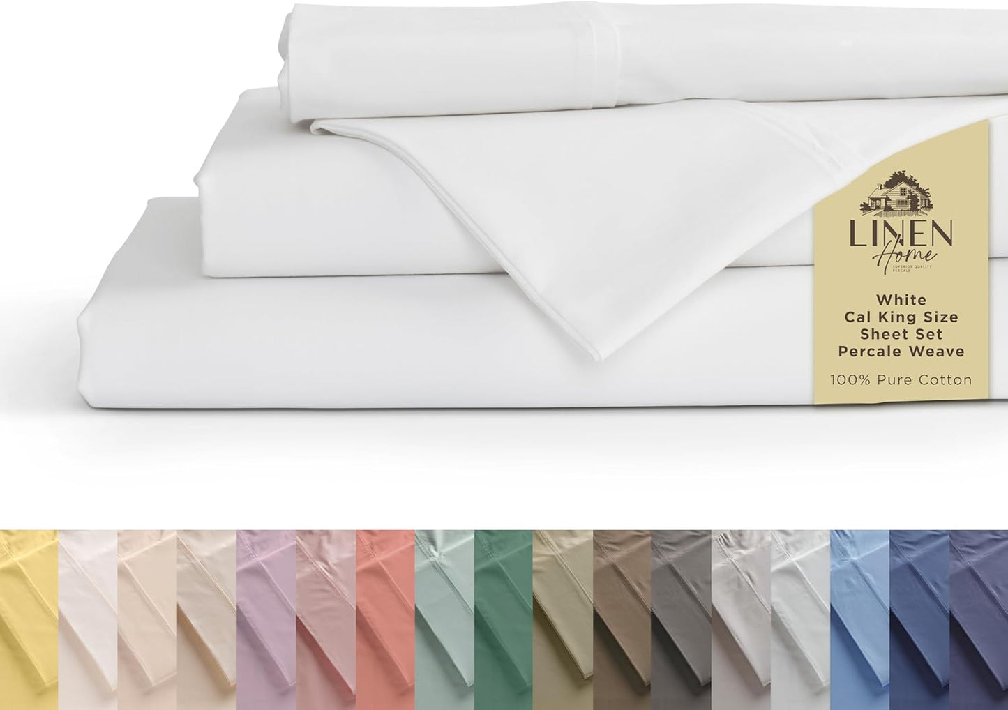 Linen Home 100% Cotton Percale Sheets Twin XL Size, Charcoal, Deep Pocket, 3 Pieces Set - 1 Flat, 1 Deep Pocket Fitted Sheet and 1 Pillowcase, Crisp Cool and Strong Bed Linen