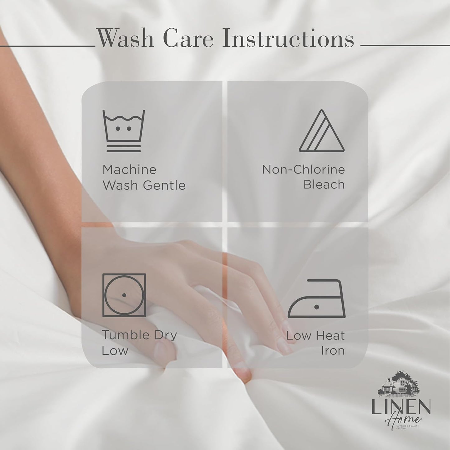 Linen Home 100% Cotton Percale Sheets King Size, Snow White, Deep Pocket, 4 Pieces Set - 1 Flat, 1 Deep Pocket Fitted Sheet and 2 Pillowcases, Crisp Cool and Strong Bed Linen