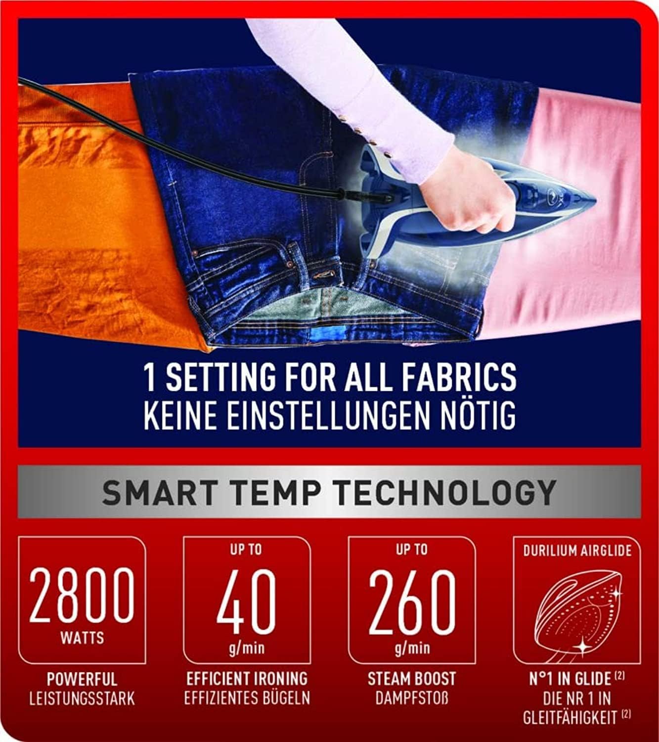 TEFAL Steam Iron | Express Steam Iron Steamer | 2600 W | 270 ml | Anti-scale | Purple | Ceramic Soleplate | 2 Years Warranty | FV2843M0