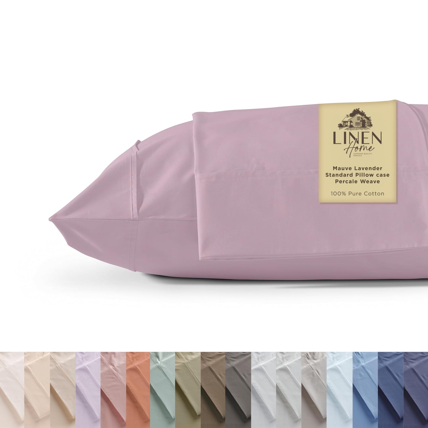 Linen Home 100% Cotton Percale Pillowcases King Size, Baby Blue, 2 Pieces of Pillow Case, Crisp and Cool Strong Bed Linen, 20 inches X 40 inches