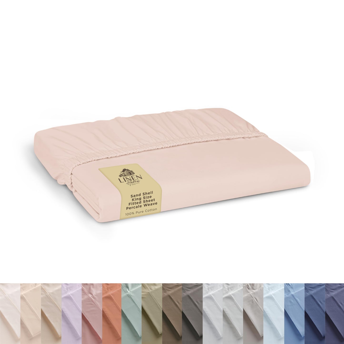 Linen Home 100% Cotton Percale Weave Fitted Sheet, Twin Size, Silver, 1 Deep Pocket Fitted Sheet, Fits Mattress Upto 16" Crisp and Cool Strong Bed Linen, 39"X75"+15"