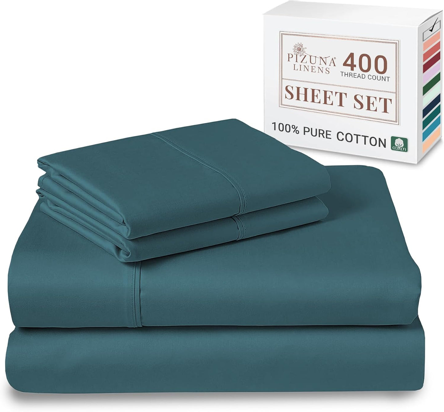 100% Cotton Sheets Full Size, Luxurious 400 Thread Count Long Staple Cotton Sateen Sheets with 15inch Deep Pocket (Combed Silver Sheet Full)