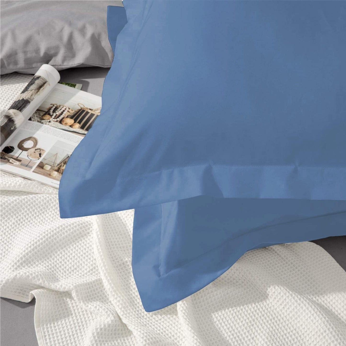 Split Top California King Sheets Split Head California King Sheets Sets for Adjustable Beds- 100% Egyptian Cotton 800TC Split Head Flex Top 18" Deep Pocket - 32" Top Split Cal-King, Light Blue Solid