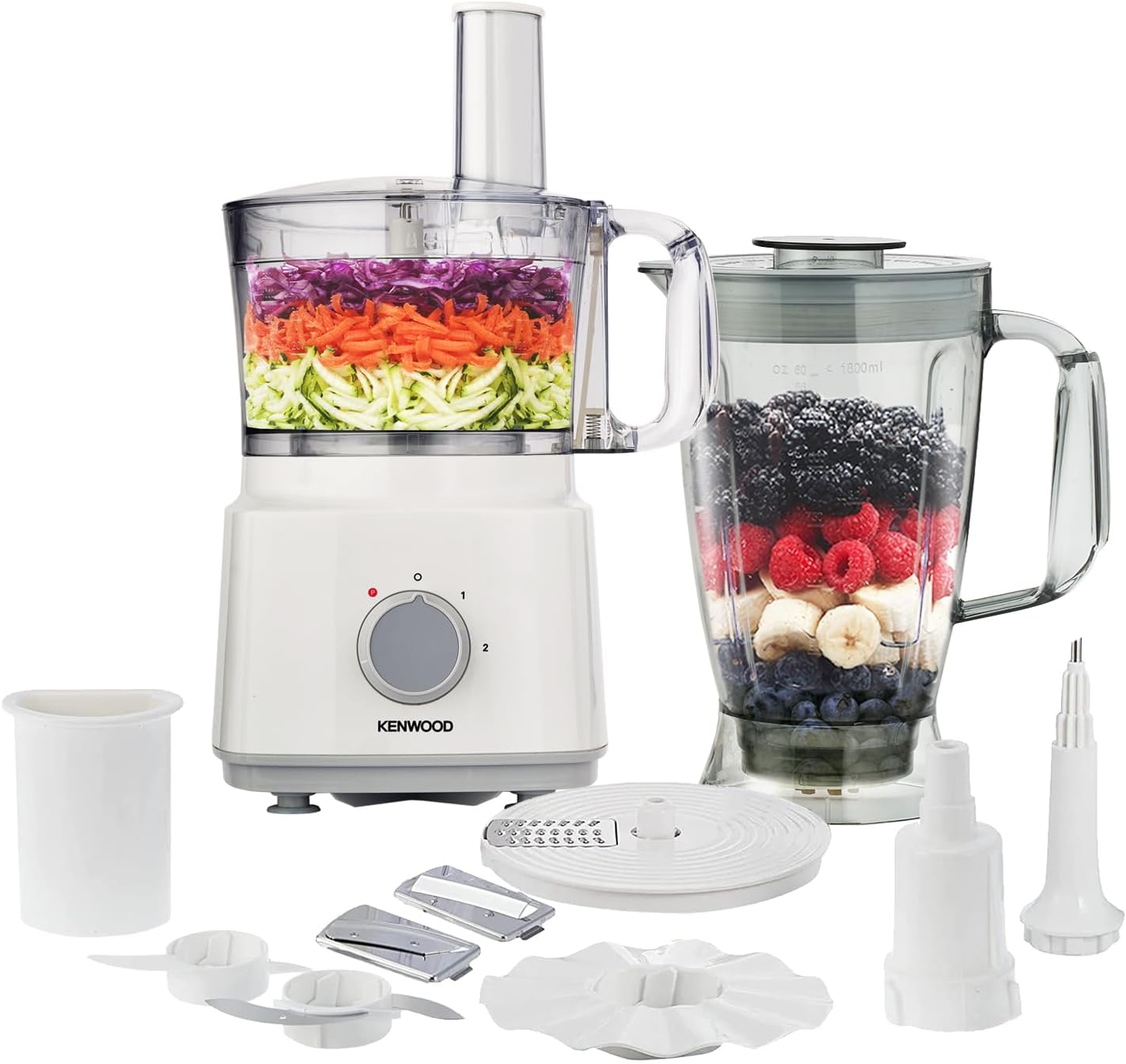 Kenwood Food Processor 750W Multi-Functional With 3 Interchangeable Disks, Blender, Whisk, Dough Maker Fdp03 White