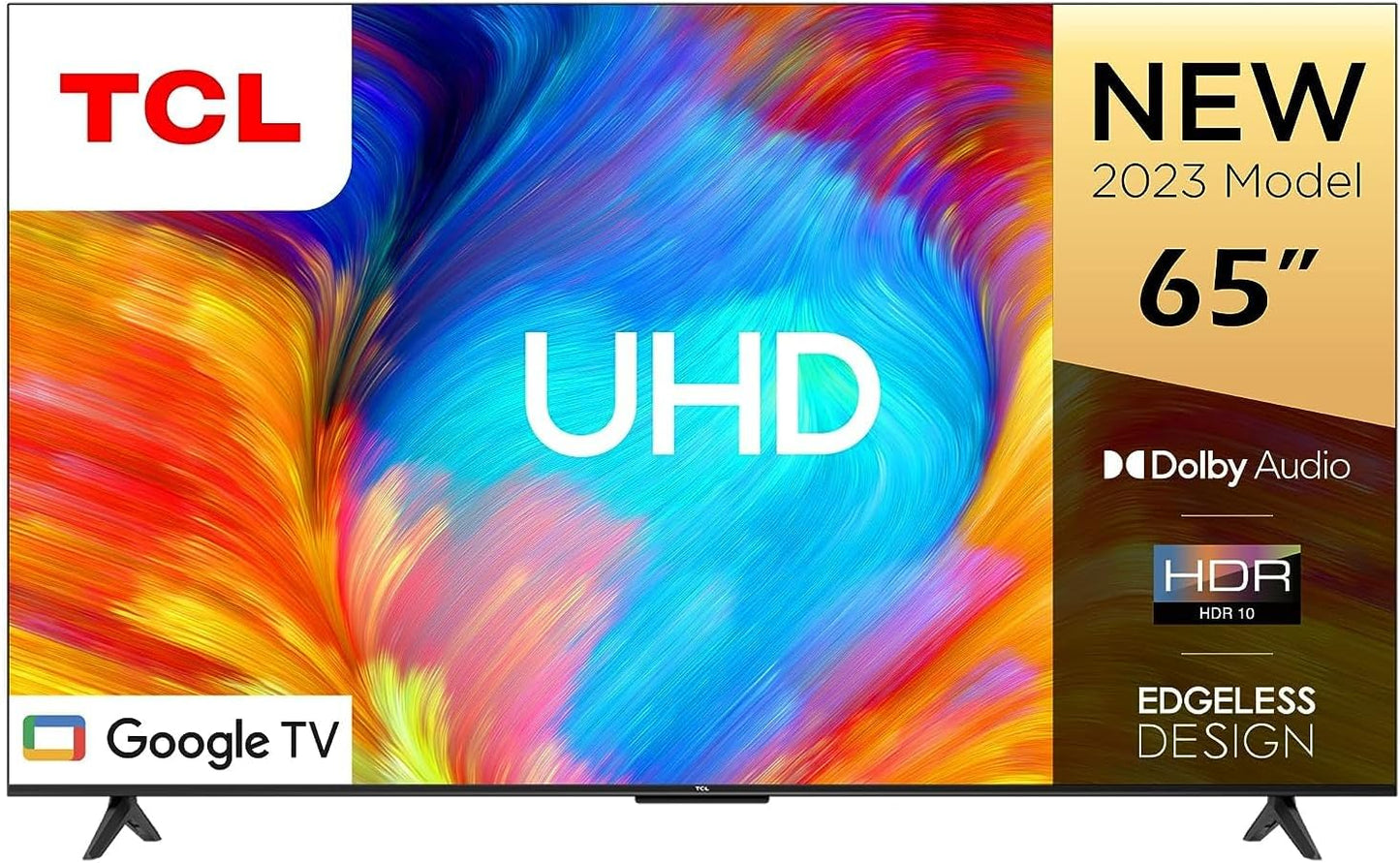 TCL 55 Inches Smart TV, 4K Ultra HD, Google TV, Dolby Audio HDR10 & Chromecast Built-in Edgeless Design - 55P637