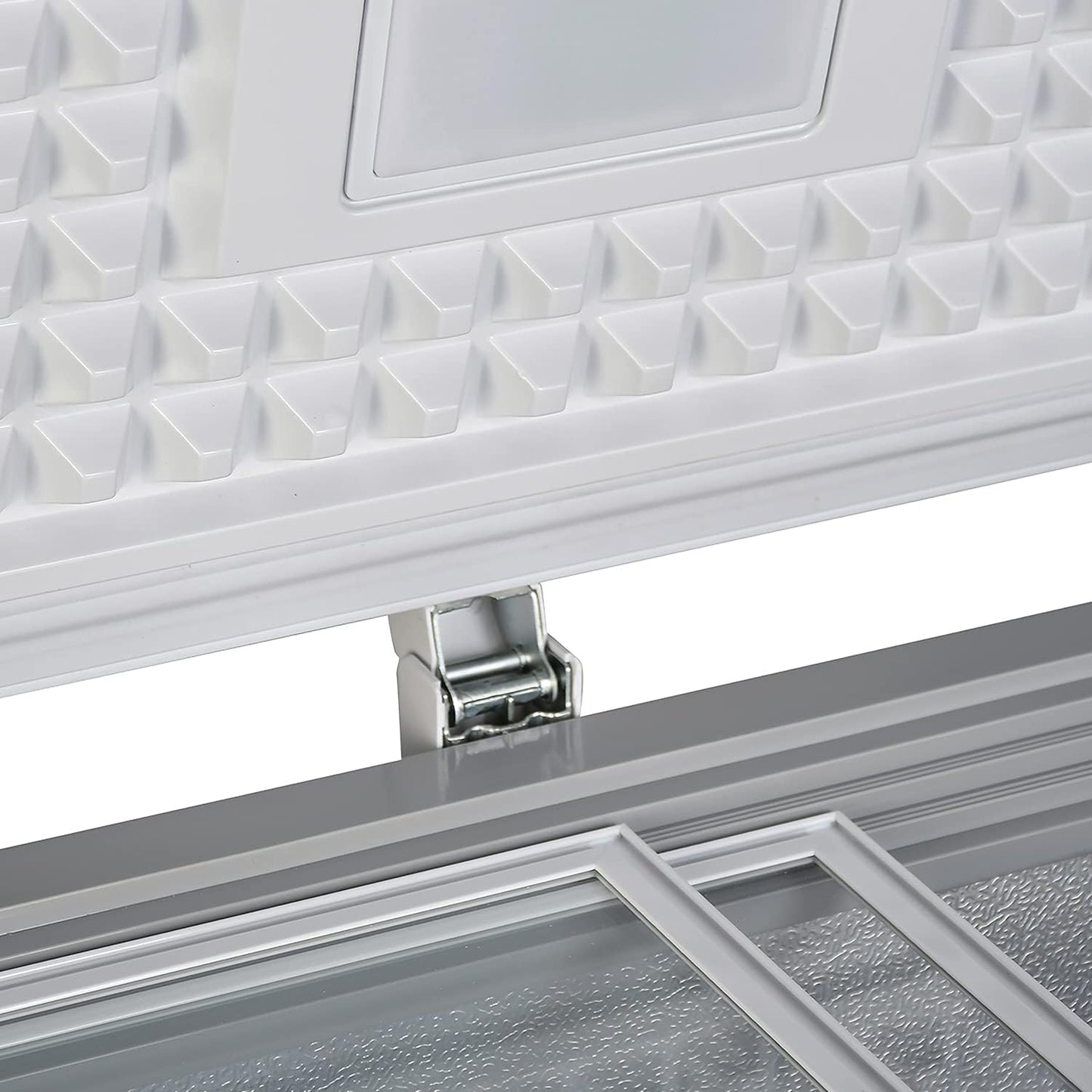 Super General Chest-Freezer 440 Liter Gross Volume, SGF-444-HM, White/Grey, Rectangular Deep-Freezer with Sliding Glass door, Lock & Key, Wheels, 130 x 67 x 84 cm, 1 Year Warranty
