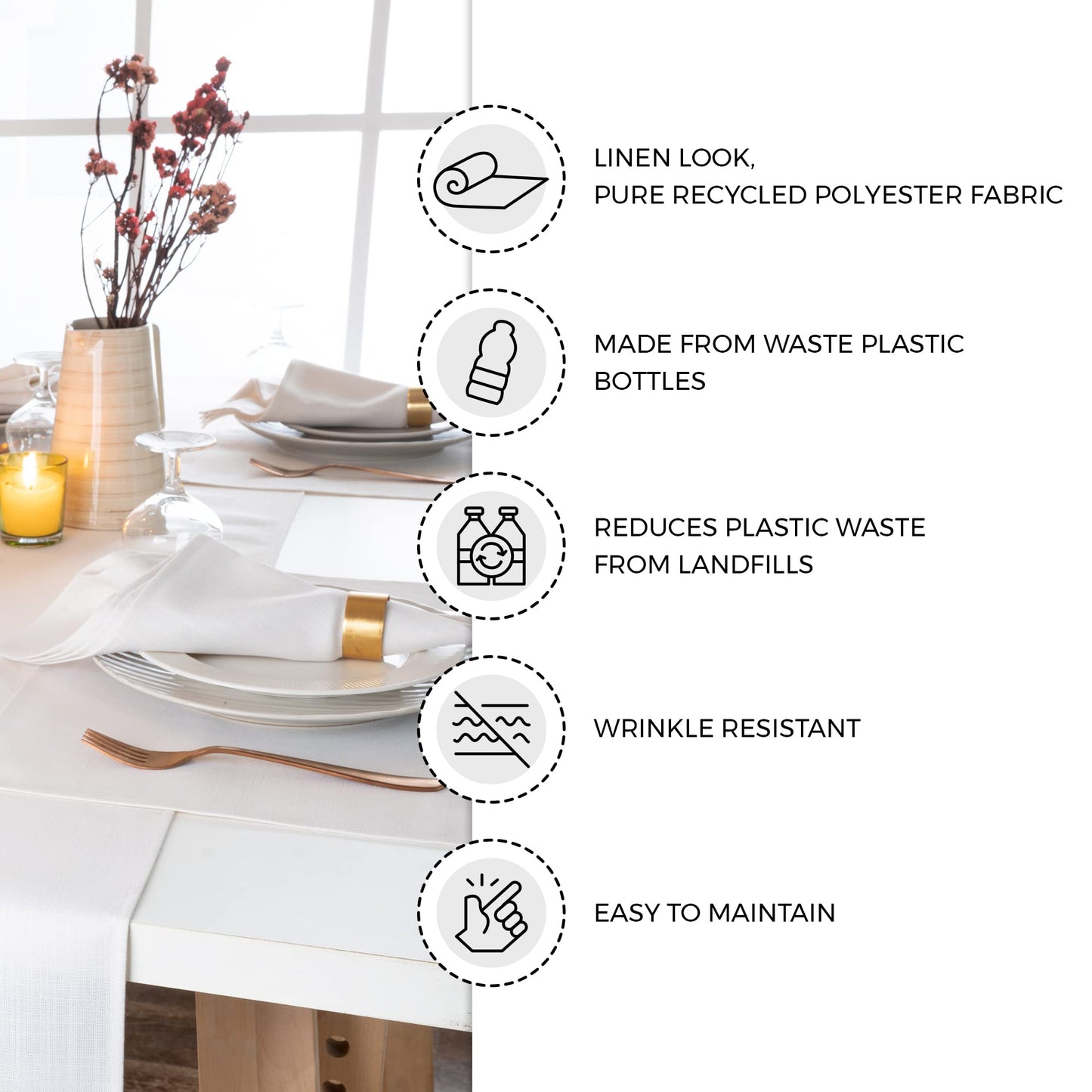 D'Moksha Homes Cloth Napkins 20 x 20 Inch Set of 4 - Premium Faux Linen Black Napkins - Wrinkle Resistant, Machine Washable Cloth - 100% Recycled Fabric Soft & Durable for Fall, Halloween