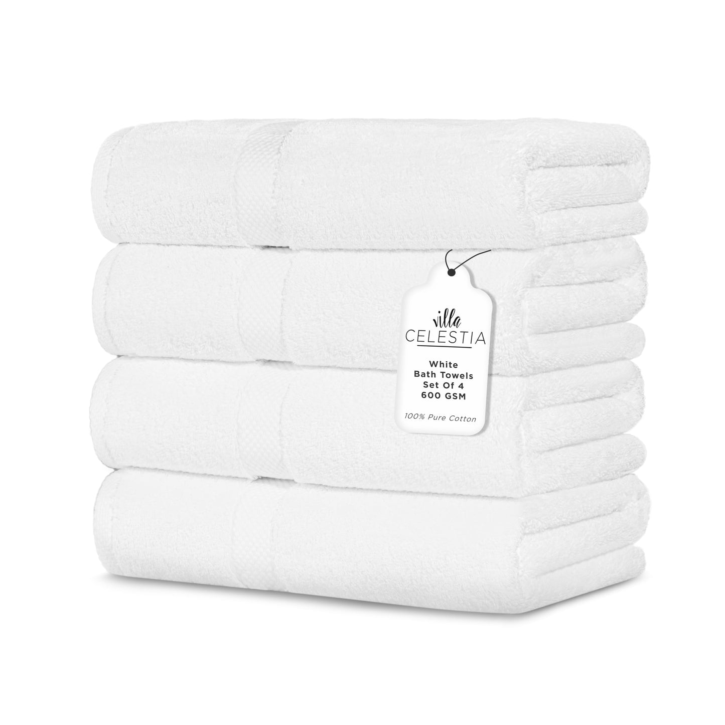 600 GSM 100% Cotton Bath Towels, Grey, Set of 4, Highly Absorbent, Plush, Soft, Quick Dry, 4 Pieces Combed Cotton Luxury Towels for Hotels, Spa, Salon, Bathroom, Dorm, Pack of 4