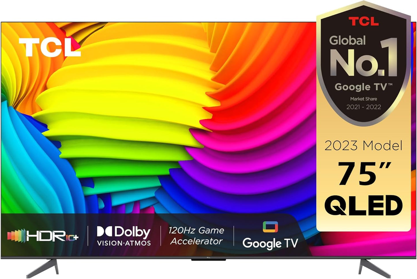 TCL 75 Inch TV 4K QLED Smart TV Dolby Vision Atmos HDR 10+ Game Master Wide Colour Gamut Quantum Dot Technology - 75C645 (2023 Model)