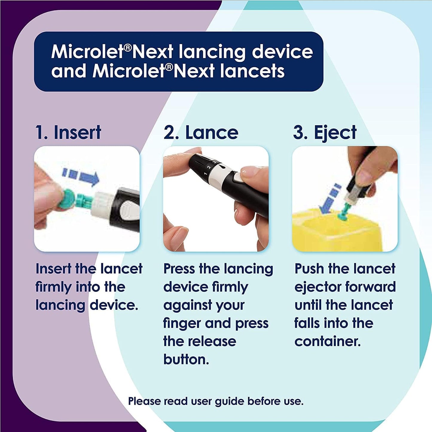 Microlet Colored Lancets 100 Each (Pack of 2) with Microlet Next Lancing Device