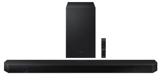 Samsung Q-Symphony soundbar (HW-Q700B) with 3 Channels, 1 subwoofer Channel, and 2 up-Firing Channels, Dolby True HD with Google & Alexa Smart Speaker (Black)