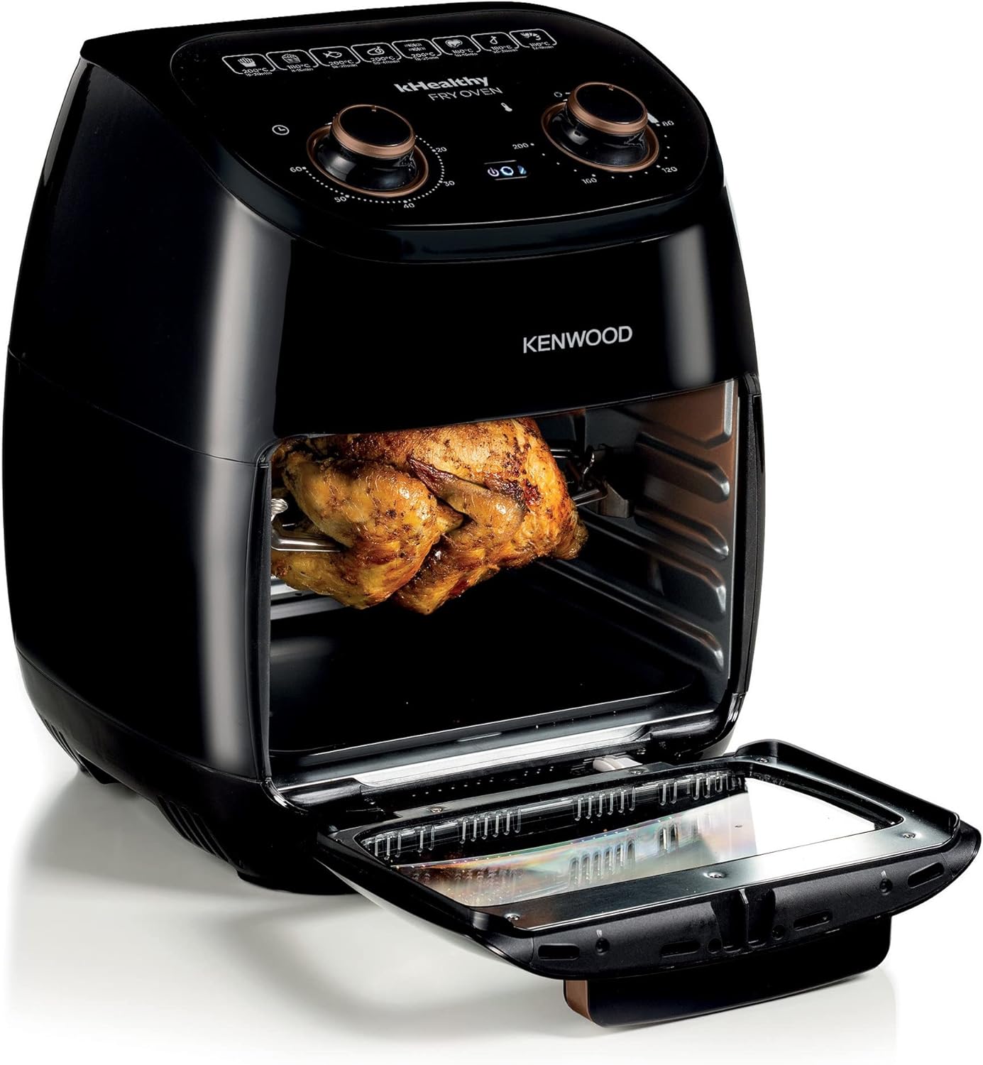 Kenwood 2-in-1 25L Toaster Oven+Air Fryer - Oven Toaster Grill with Large Capacity, Rotisserie Function for Frying, Roasting, Grilling, Broiling, Baking, Browning, Defrosting,Heating MOA25.600BK Black