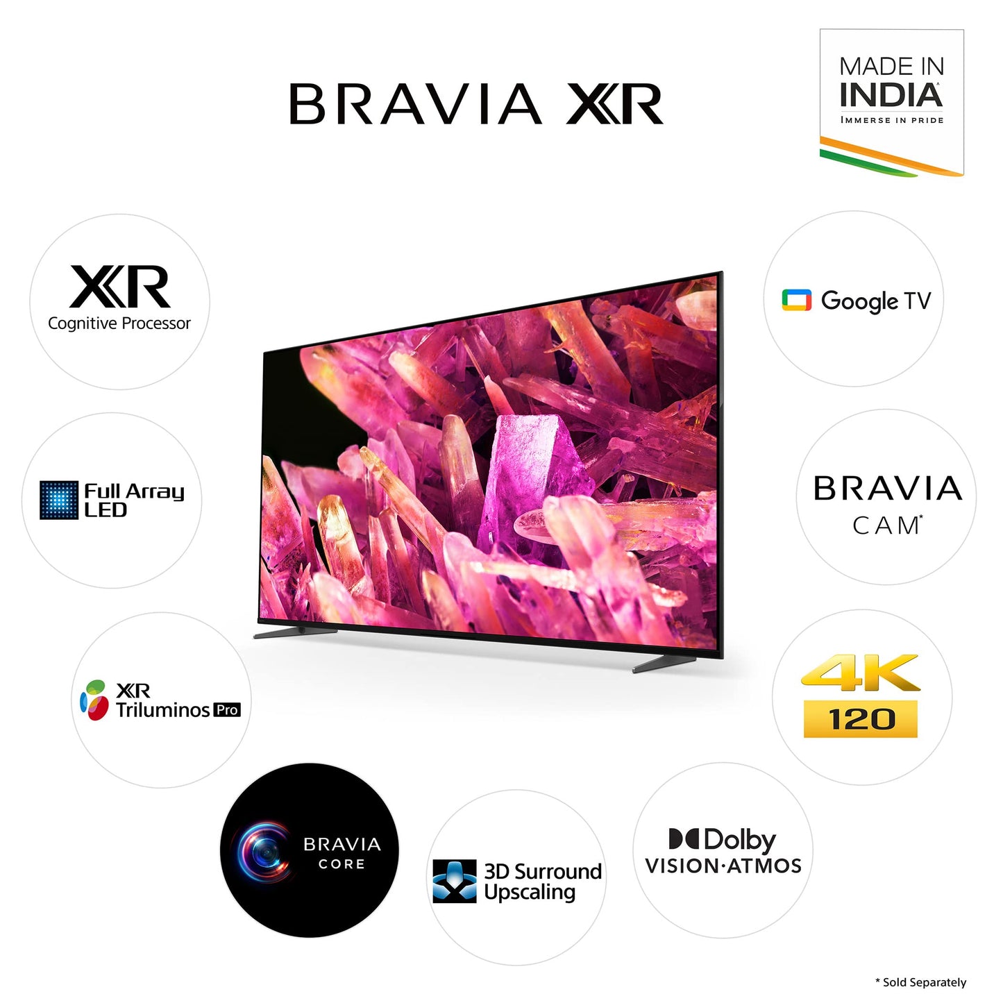 Sony Bravia 189 cm (75 inches) XR series 4K Ultra HD Smart Full Array LED Google TV XR-75X90K (Black)