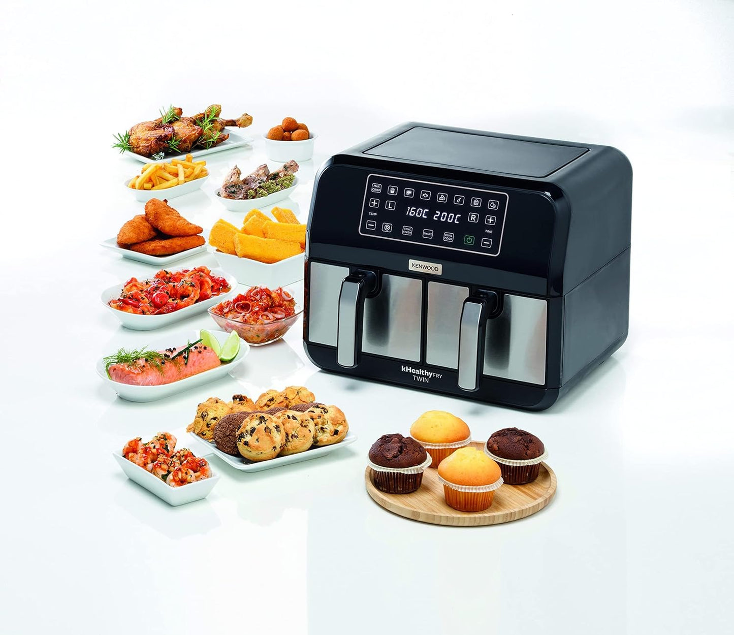 Kenwood 2-in-1 25L Toaster Oven+Air Fryer - Oven Toaster Grill with Large Capacity, Rotisserie Function for Frying, Roasting, Grilling, Broiling, Baking, Browning, Defrosting,Heating MOA25.600BK Black