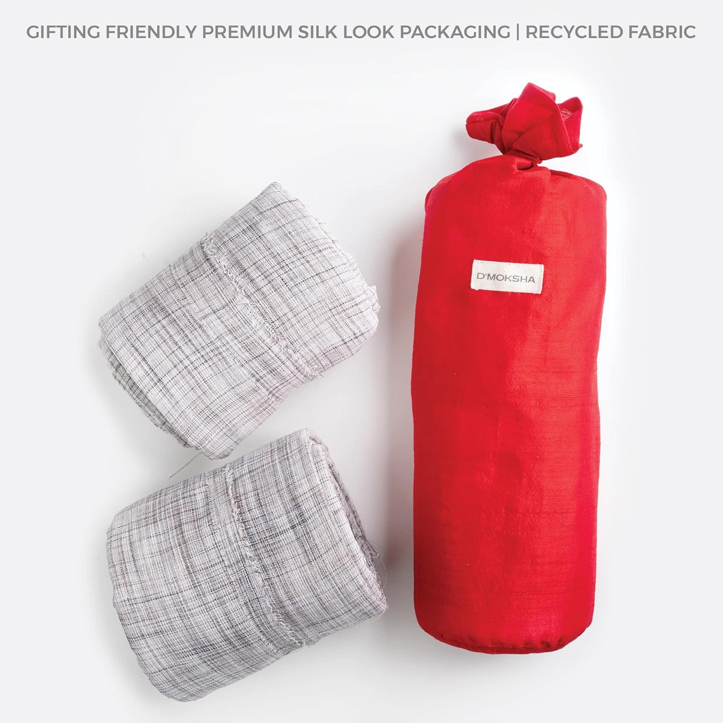 D'Moksha Homes White and Grey Faux Linen Curtains 63 Inches Long - 52 x 63 Inch 2 Panels Light Filtering Rod Pocket Sheer Curtains - Recycled Fabric Faux Jute - Window Treatment for Living Room