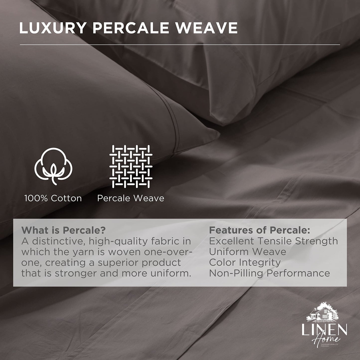 Linen Home 100% Cotton Percale 1 Flat Sheet, King Size - Crisp, Cool and Strong Bed Linen, Luxury Breathable Sheet, Baby Blue