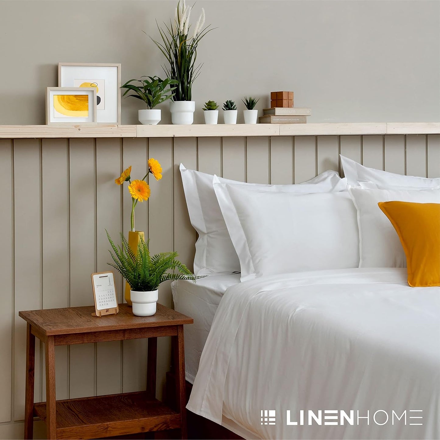 Linen Home 100% Cotton Duvet Cover Set, Full/Queen, Crisp and Cool Soft and Breathable Duvet Cover with Button Closure, Bed Linen All-Season Luxury, 3 Pieces-1 Duvet Cover & 2 Pillow sham, White