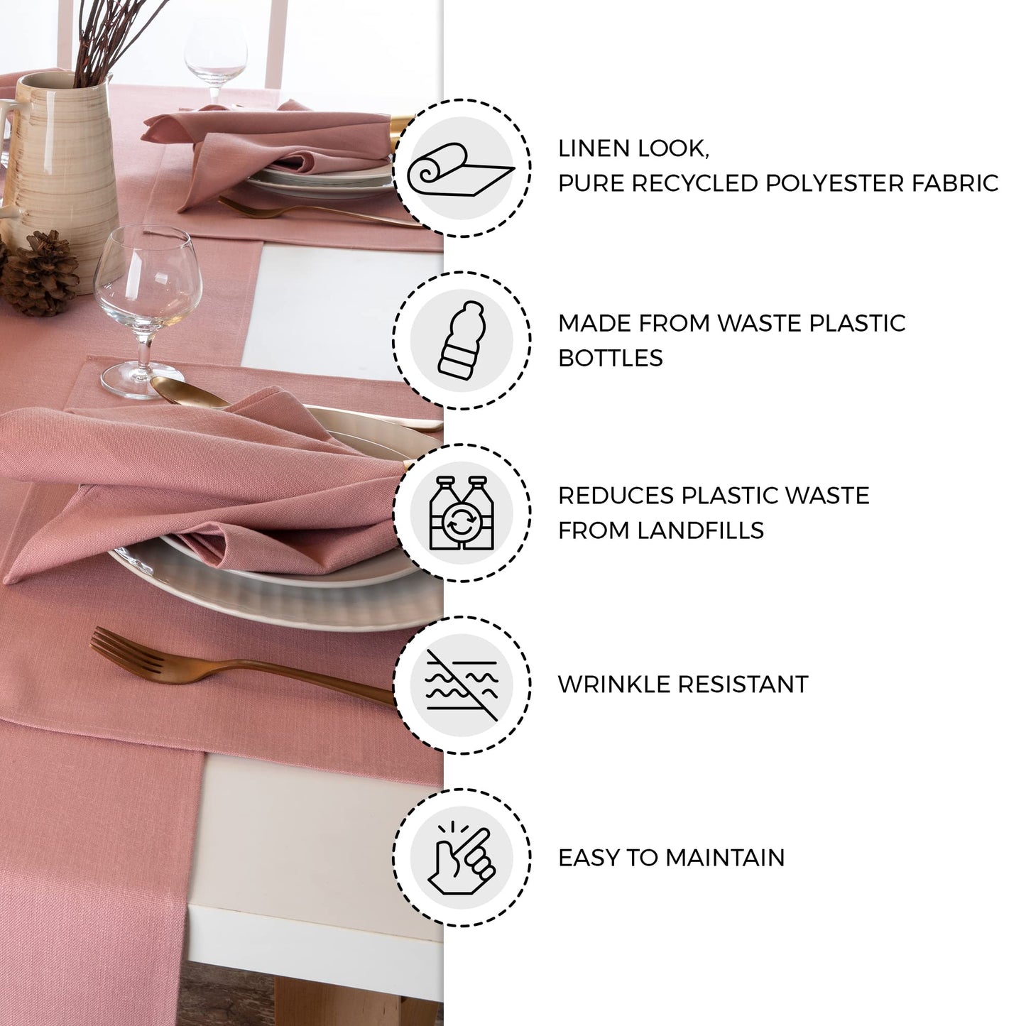 D'Moksha Homes Chambray Cream and White Table Runner 13 x 36 Inch - Faux Linen Table Runner - Wrinkle Resistant, Machine Washable Ideal for Coffee Tables, Fall, Halloween - 100% Recycled Fabric