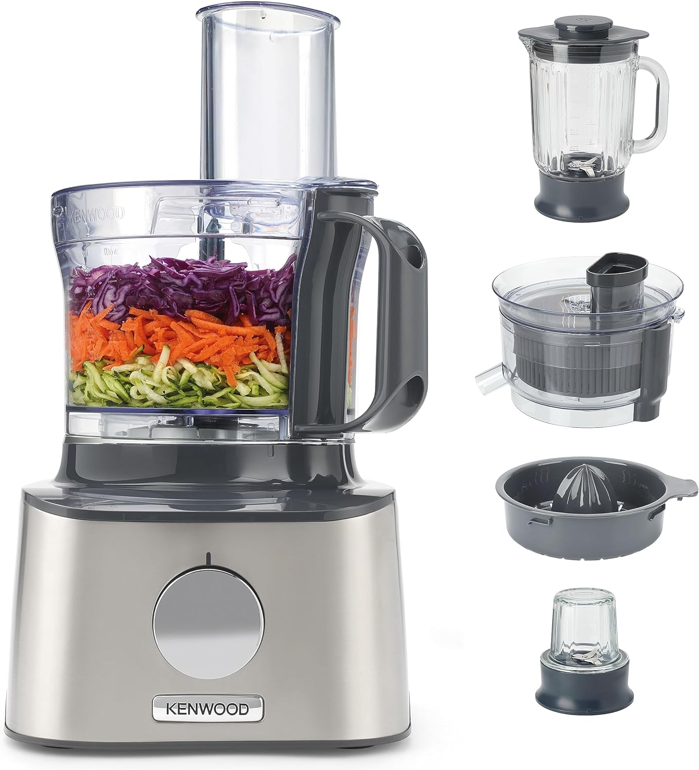 Kenwood Food Processor 1000W Multi-Functional With 3 Stainless Steel Disks, Glass Blender, Chopper Bowl, Grinder Mill, Juicer Extractror, Dual Metal Whisk, Dough Maker, Citrus Juicer Fdm788Ba Silver