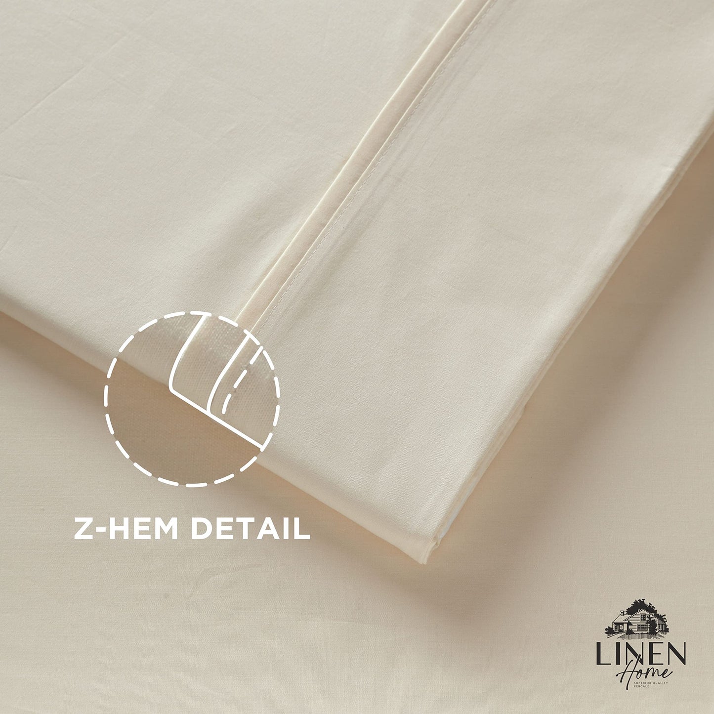 Linen Home 600 Thread Count King Pillowcase Set | 100% Long-Staple Cotton Pillow Cases | Soft & Smooth Luxury Satin Set of 2 Pillowcases | 4 Inch Z Hem | Baby Blue