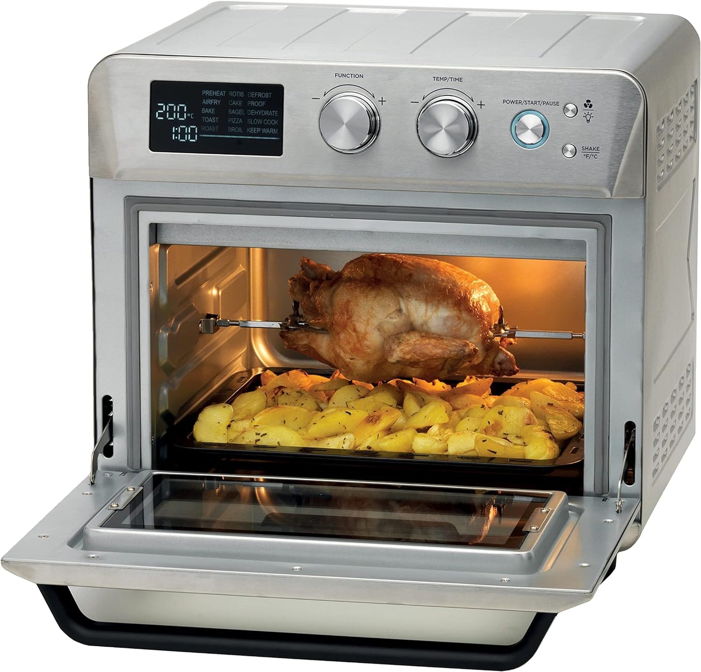 Kenwood 2-in-1 25L Toaster Oven+Air Fryer - Oven Toaster Grill with Large Capacity, Rotisserie Function for Frying, Roasting, Grilling, Broiling, Baking, Browning, Defrosting,Heating MOA25.600BK Black
