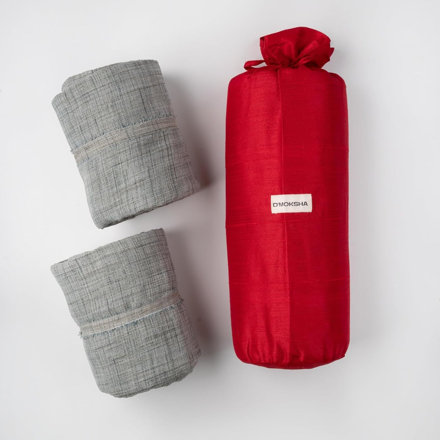 D'Moksha Homes White and Grey Faux Linen Curtains 63 Inches Long - 52 x 63 Inch 2 Panels Light Filtering Rod Pocket Sheer Curtains - Recycled Fabric Faux Jute - Window Treatment for Living Room