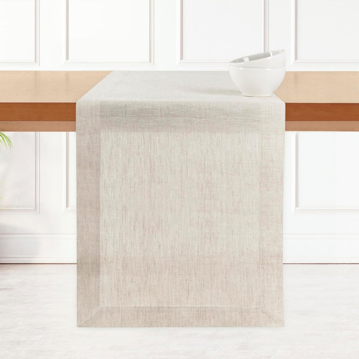 D'Moksha Homes Linen Dark Red Table Runner 132 Inches Long - 100% Pure Linen Extra Long Table Runner 14 x 132 Inch for Summer, Fall and Halloween - Machine Washable