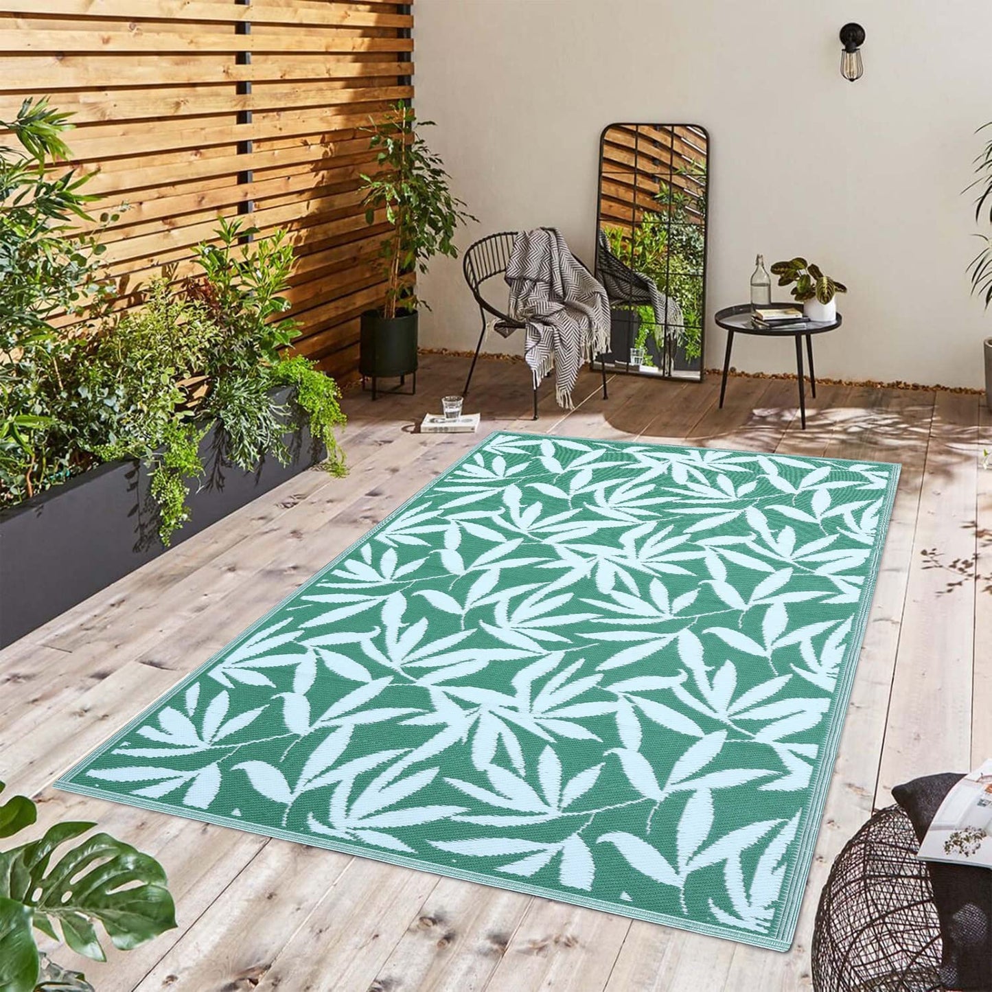 Lavish Touch Plastic Rug Indoor Outdoor Waterproof, Washable, Reversible, for Deck, Porch, Patio, Balcony and RV Camping Rug