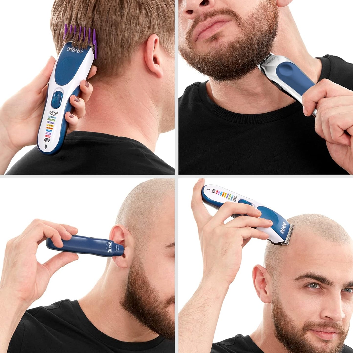 Wahl Colour Pro Cordless Clipper Kit, Soft Hairbrush Neck Duster, 12 Colour Coded Guide Combs, Hair Clippers for Men, Head Shaver, Men's Hair Clippers, Easy Home Haircutting, Family Haircuts