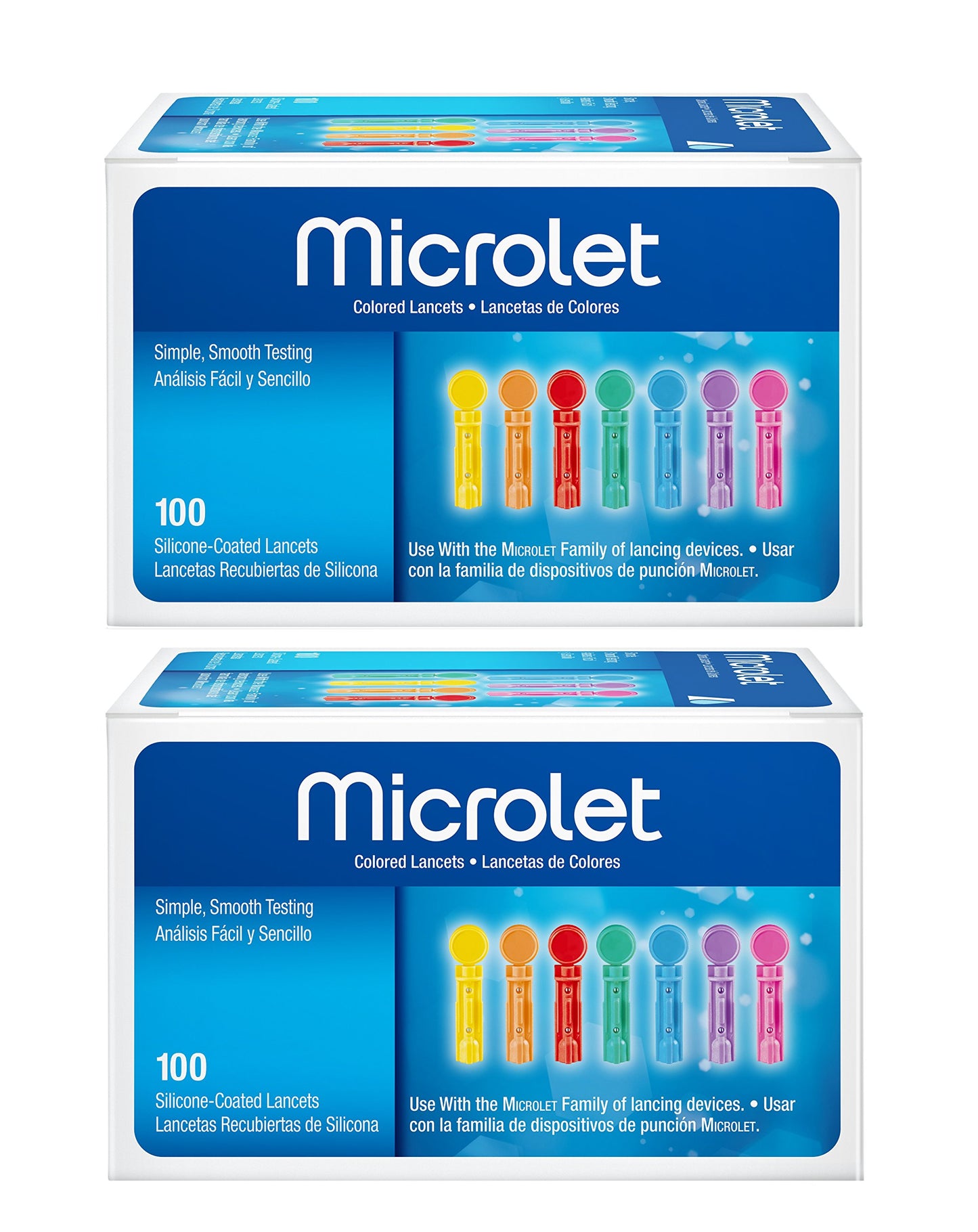 Microlet Colored Lancets, 100 Count (2 Pack)