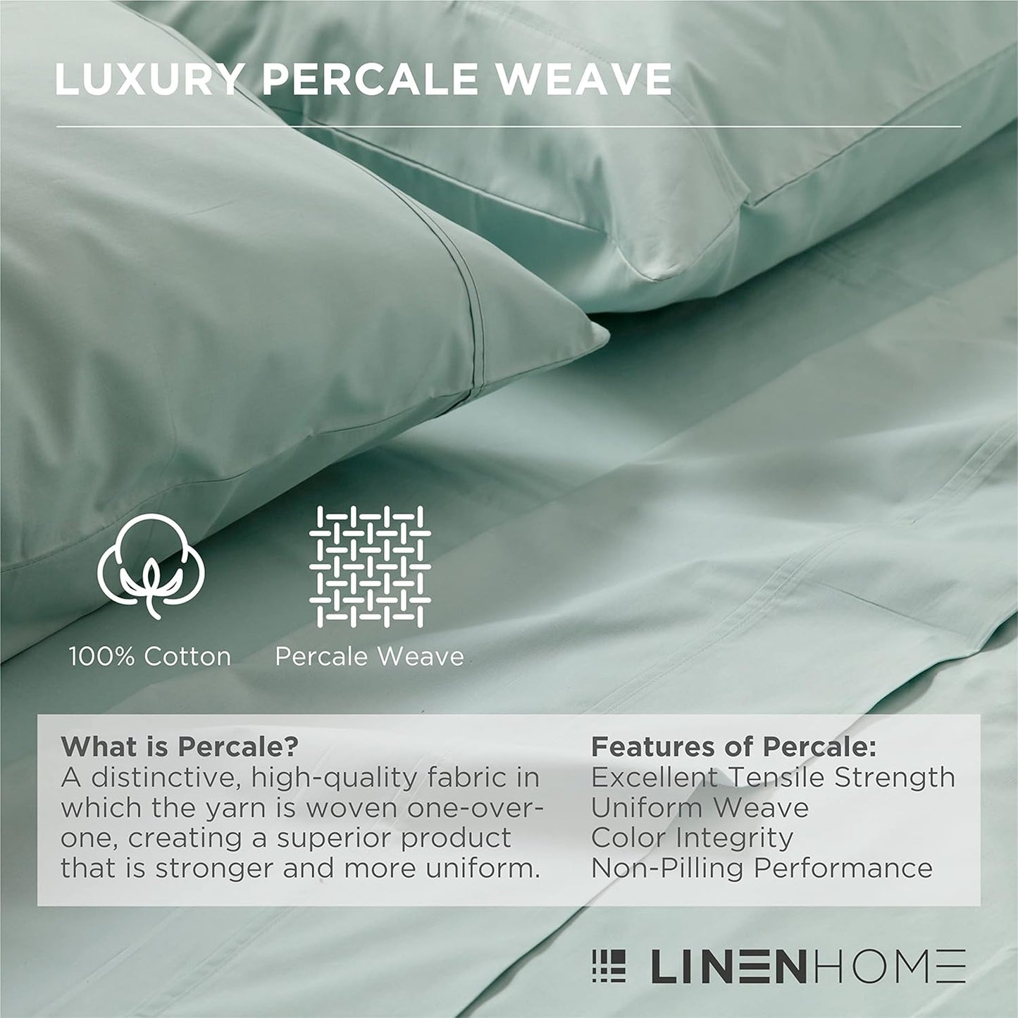 Linen Home 100% Cotton Duvet Cover Set, Full/Queen, Crisp, Cool, Soft & Breathable Duvet Cover with Button Closure, Bed Linen All-Season Luxury, 3 Pieces-1 Duvet Cover & 2 Pillow sham, Pastel Turk