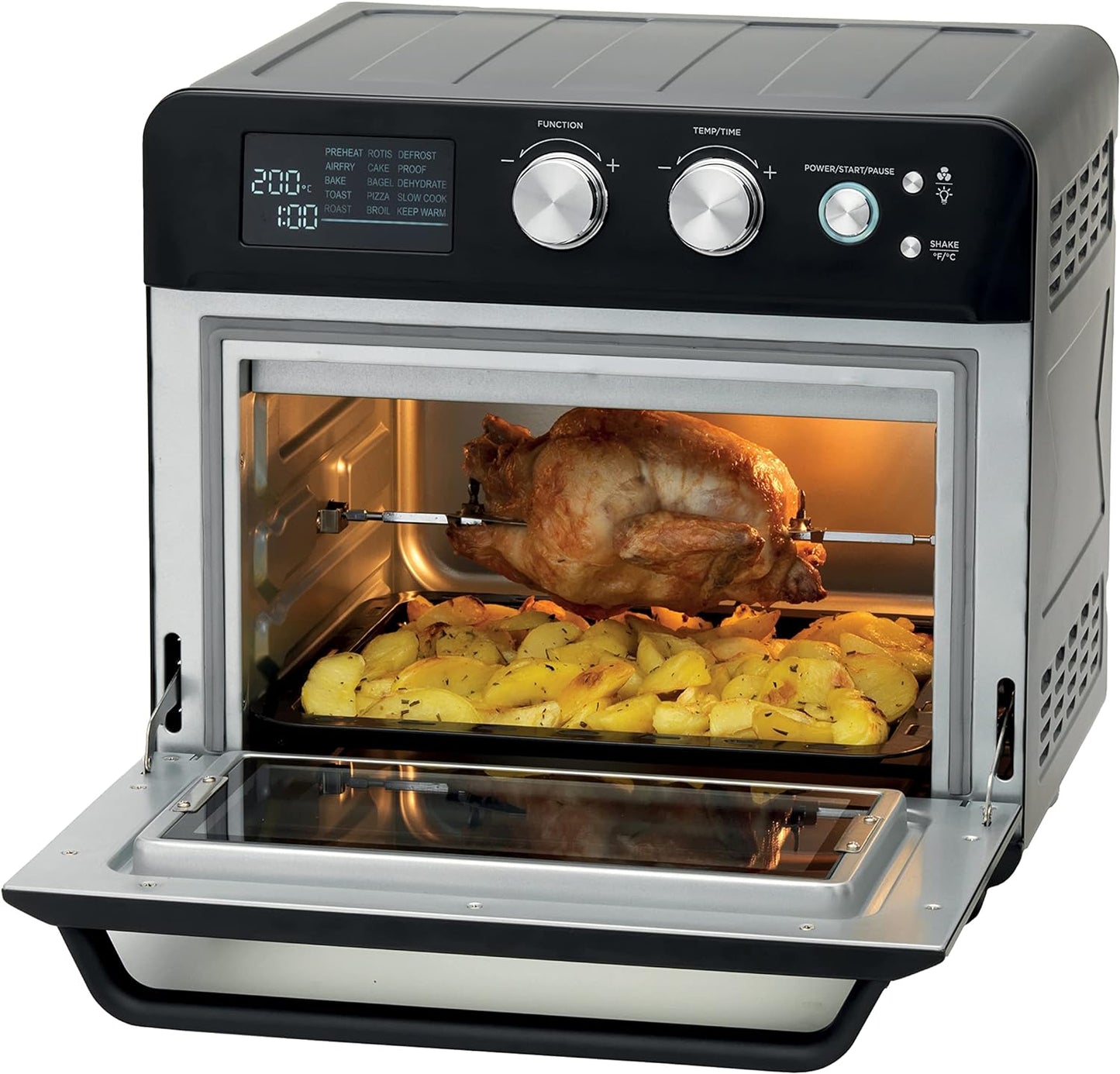 Kenwood 2-in-1 25L Toaster Oven+Air Fryer - Oven Toaster Grill with Large Capacity, Rotisserie Function for Frying, Roasting, Grilling, Broiling, Baking, Browning, Defrosting,Heating MOA25.600BK Black