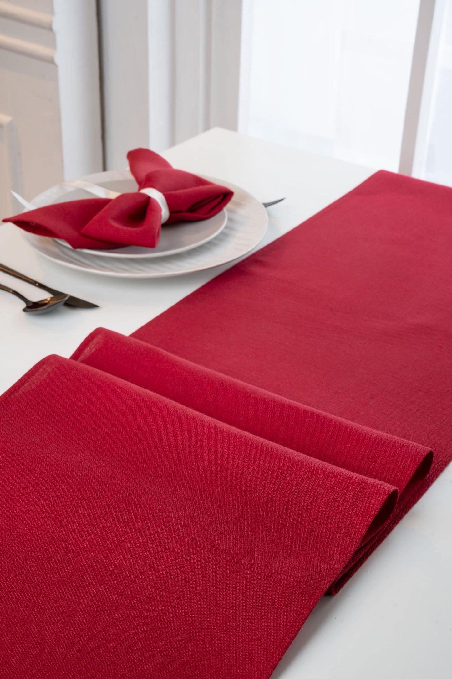 D'Moksha Homes Dusty Pink Table Runner 13 x 108 Inch - Faux Linen Table Runner 108 Inches Long - Wrinkle Resistant, Machine Washable for Fall, Halloween - 100% Recycled Fabric