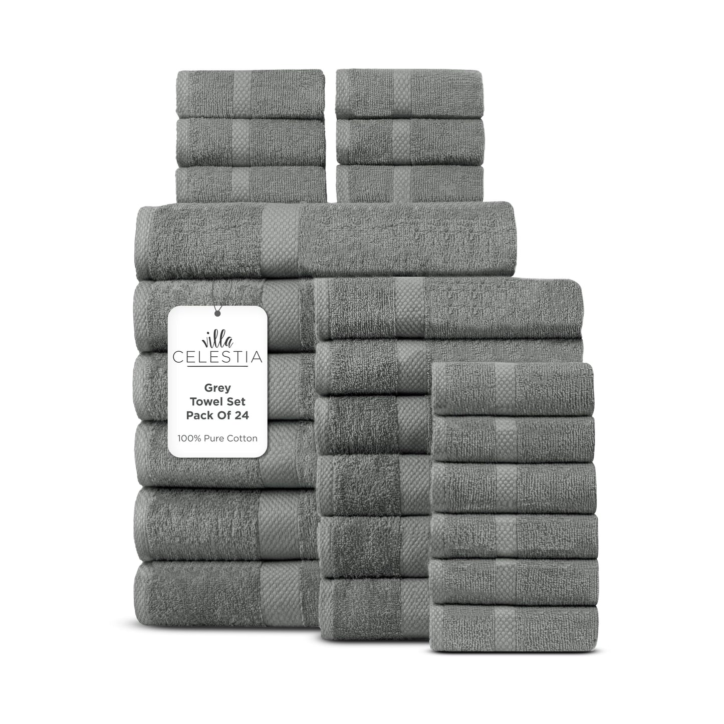 600 GSM 100% Cotton Bath Towels, Grey, Set of 4, Highly Absorbent, Plush, Soft, Quick Dry, 4 Pieces Combed Cotton Luxury Towels for Hotels, Spa, Salon, Bathroom, Dorm, Pack of 4