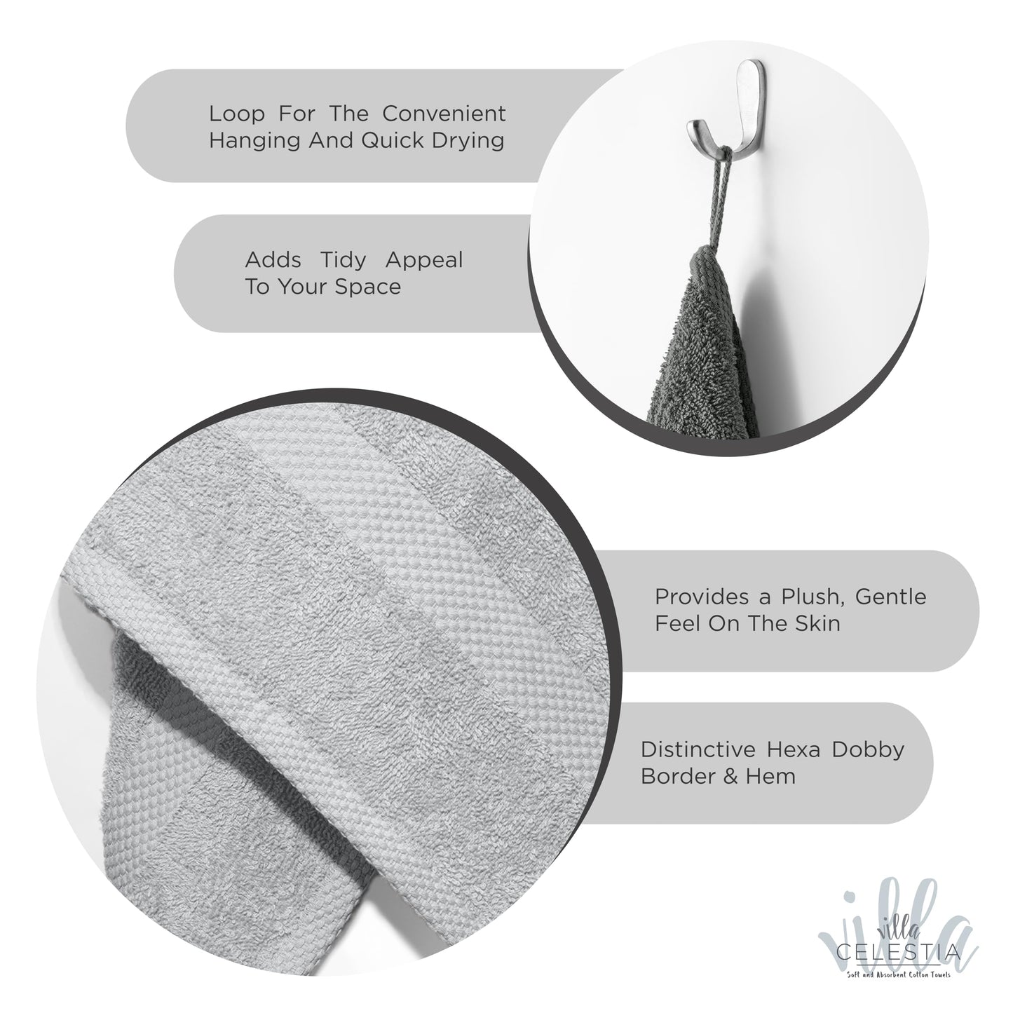 600 GSM 100% Cotton Bath Towels, Grey, Set of 4, Highly Absorbent, Plush, Soft, Quick Dry, 4 Pieces Combed Cotton Luxury Towels for Hotels, Spa, Salon, Bathroom, Dorm, Pack of 4